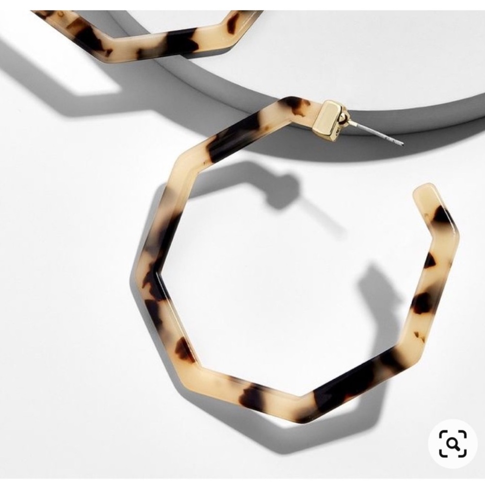 BaubleBar Hexagon Tortoise Shell Hoop Earrings